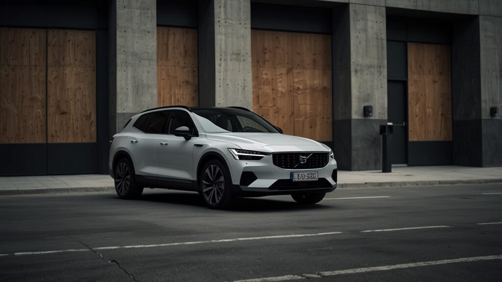 Polestar 3 SUV parked in front of a modern cityscape, symbolizing the brand's $1.5 billion financial crisis in 2025 amid U.S. tariffs and declining EV demand.
