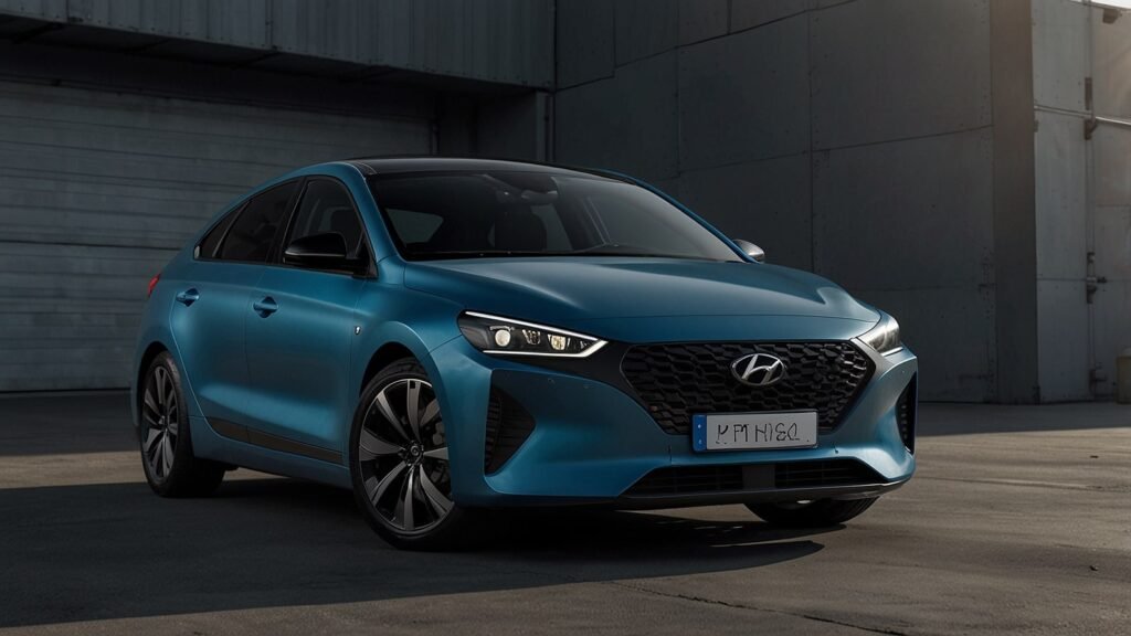 2025 Hyundai IONIQ 5 N, a high-performance electric vehicle in Performance Blue Matte, speeding around a racetrack with dynamic motion blur.