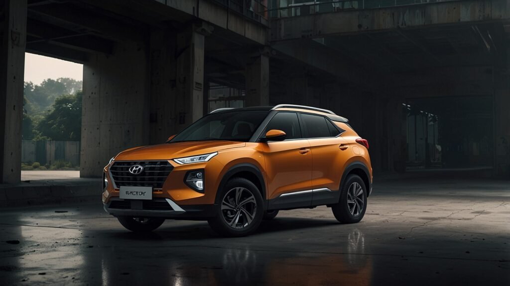 Hyundai Creta 2025, a bold black mid-size SUV parked on a scenic highway, showcasing its modern design, luxurious interior, and advanced safety features for Indian drivers.
