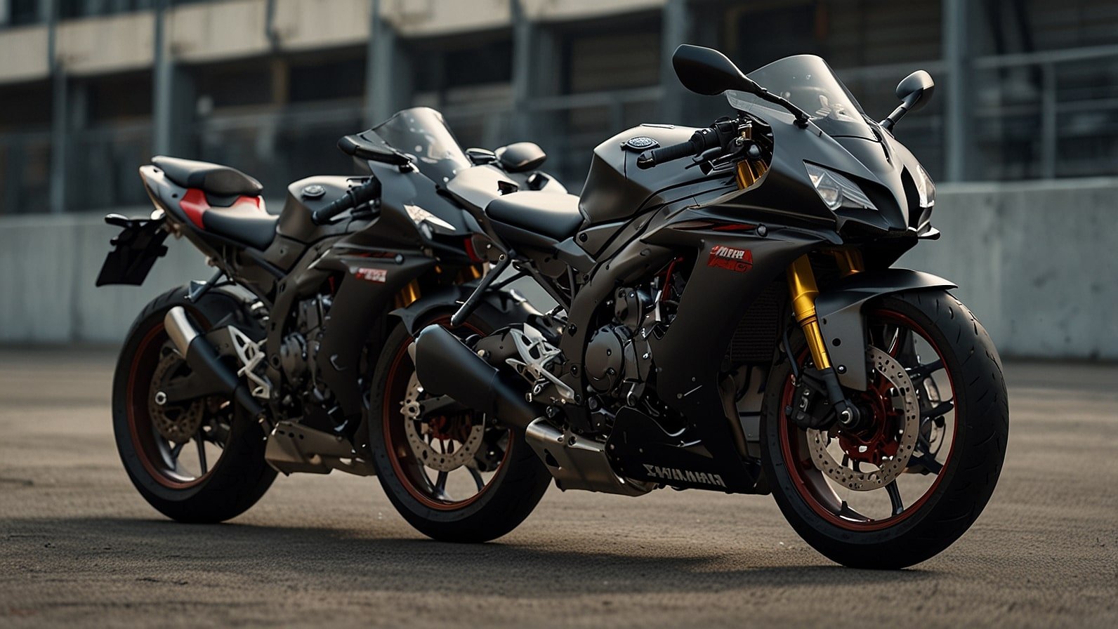 Yamaha R15 V4 and MT-15 V2 motorcycles parked in a dynamic urban backdrop, showcasing their record-breaking sales in the global sportbike market for August 2025.