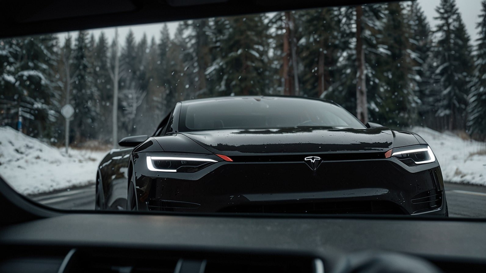 A Tesla Cybertruck’s rearview camera displaying a frozen image, highlighting the 2025 recall affecting 27,000 vehicles due to a software glitch causing delays.