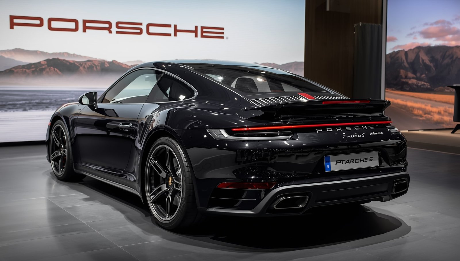 Porsche 911 Turbo S hybrid sports car on display at IAA 2025 in Munich, featuring a T-Hybrid powertrain and sleek aerodynamic design.