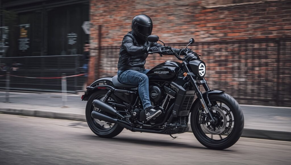 LiveWire S4 Honcho by Harley-Davidson on display at EICMA 2025, highlighting a sleek black finish, 150-mile range, and cutting-edge rider-assistance systems.